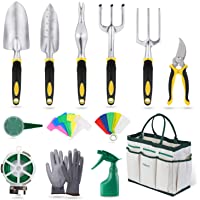 YISSVIC Herramientas de Jardín 12Pcs Kit de Jardinería Juegos de Herramientas con Organizador Bolsa